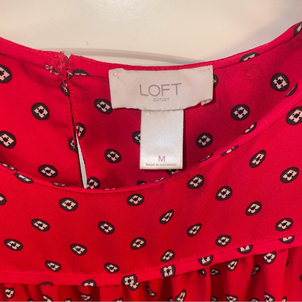 LOFT Red Blouse with Geometric Pattern - Picture 3 of 4
